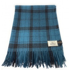 100% Wool Blanket/Throw/Rug Teal Blue & Black Check Plaid
